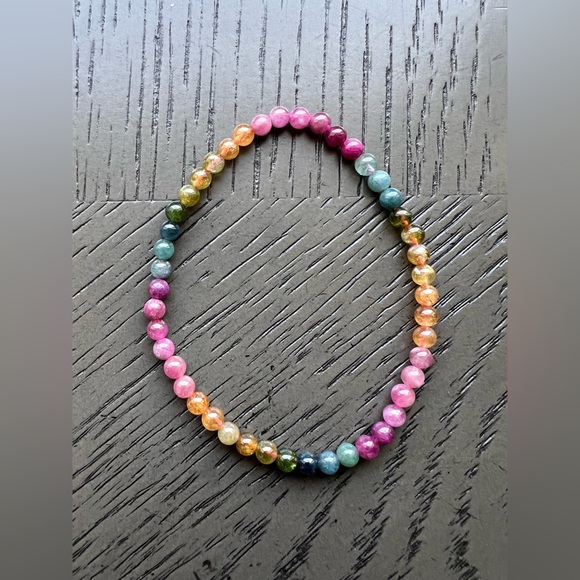 Watermelon tourmaline bracelet 4mm SIZE 6.5’ - Picture 2 of 4